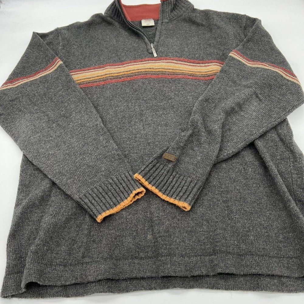 Columbia XCO Mens XL Gray Red Wool Blend 1/4 Zip pullover Sweater